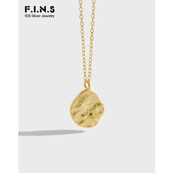

F.I.N.S Korean S925 Sterling Silver Necklace Irregular Uneven Surface INS Style Necklace Pendants for Women Silver 925 Jewelry