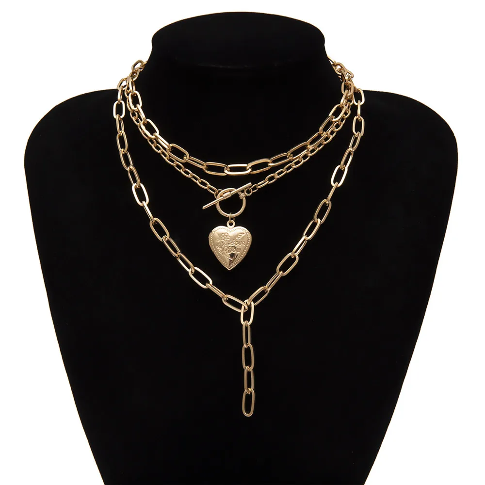 Панк массивное кубинское многослойное ожерелье для женщин и мужчин, винтажный дизайн, толстая длинная цепочка, ожерелье в стиле стимпанк, массивное ювелирное изделие - Окраска металла: Gold