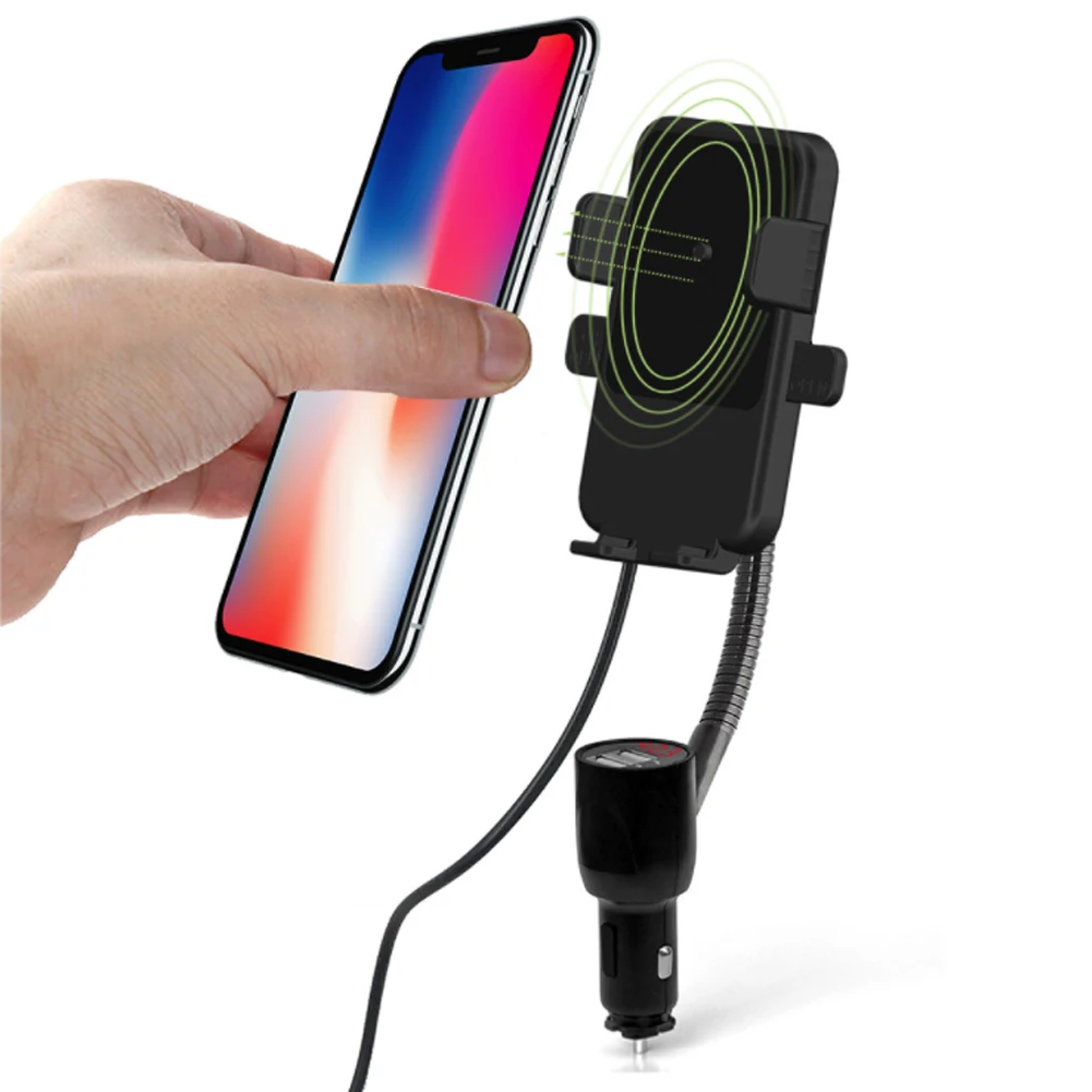 Qi Wireless Charger Dual USB Smart Quick Wireless Charger Universal Navigation Mobile Phone Bracket Cigarette Lighter Holder