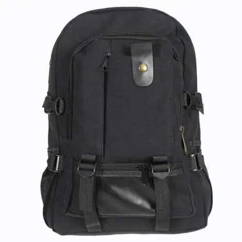 Рюкзак унисекс для мужчин и женщин, Одноцветный прочный холщовый рюкзак на молнии для путешествий, спортивный рюкзак, школьная сумка, ранец - Цвет: Черный