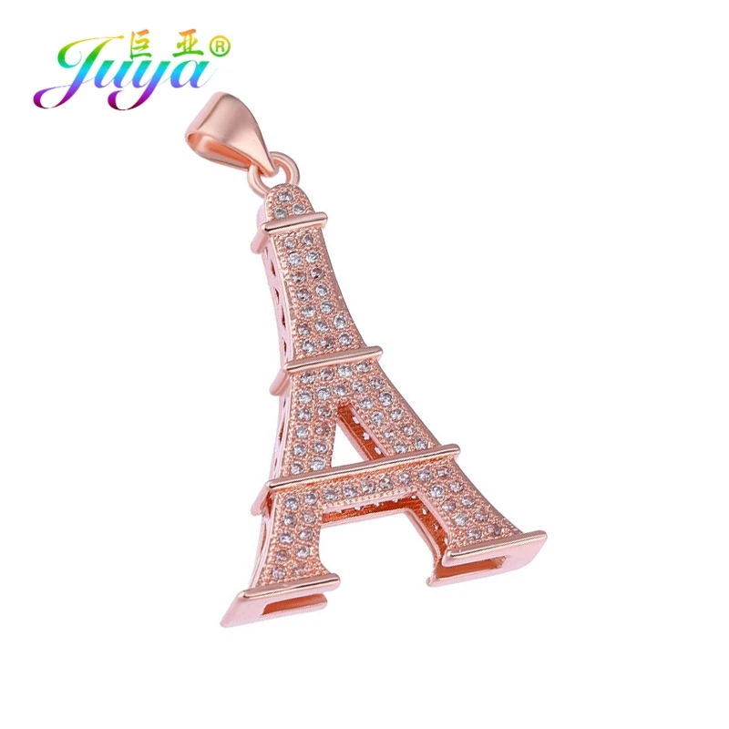 Rose Gold Juya DIY принадлежности для подвесок Micro Pave Циркон Драгоценный Камень Слон Бабочка Эйфелева Подвески в виде башни для женщин и детей модные ювелирные изделия - Окраска металла: Rose Gold