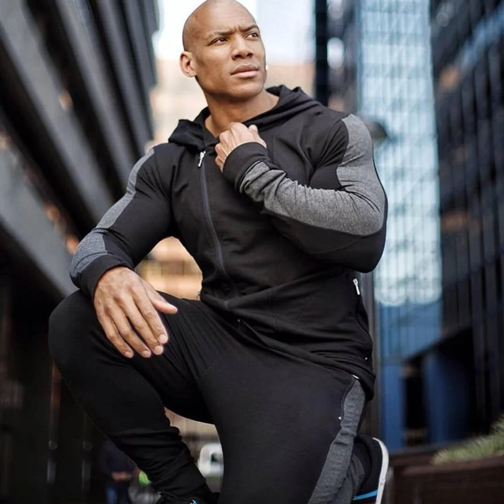 

Gyms Sportswear Suit Fitness Tracksuit Hoodies Pants Sets Men Casual Sweatshirt Joggers Sweatpants Male Cotton Jacket Outerwear