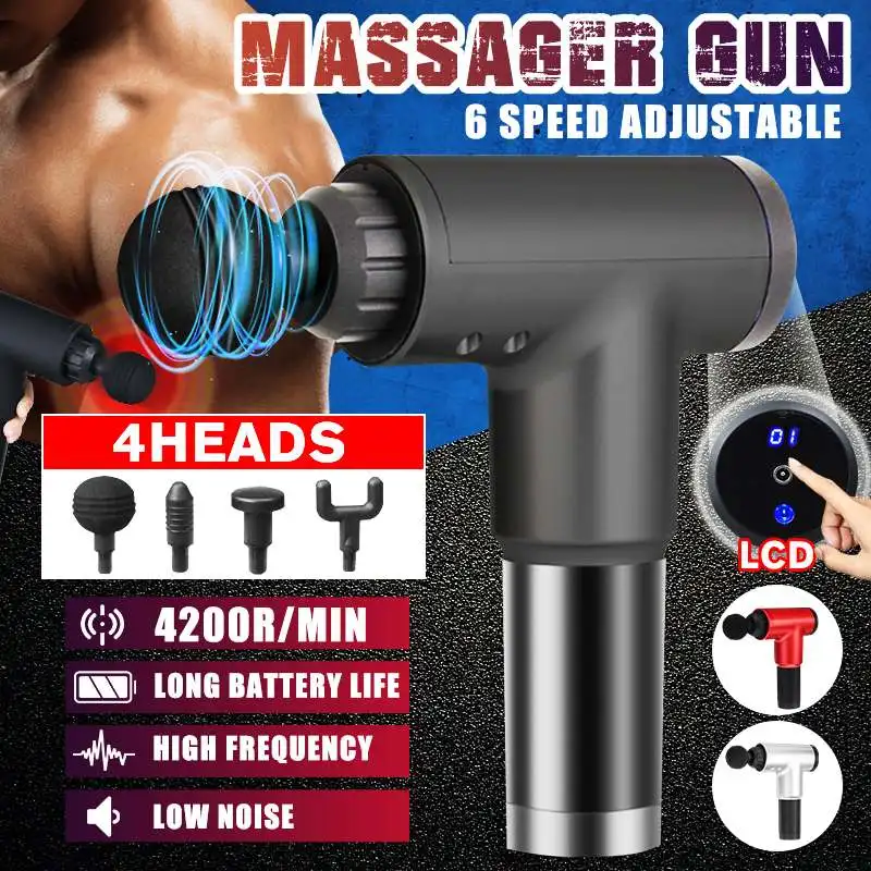 LCD Muscle Electric Massage Guns Deep Tissue Massager Cordless Fascia