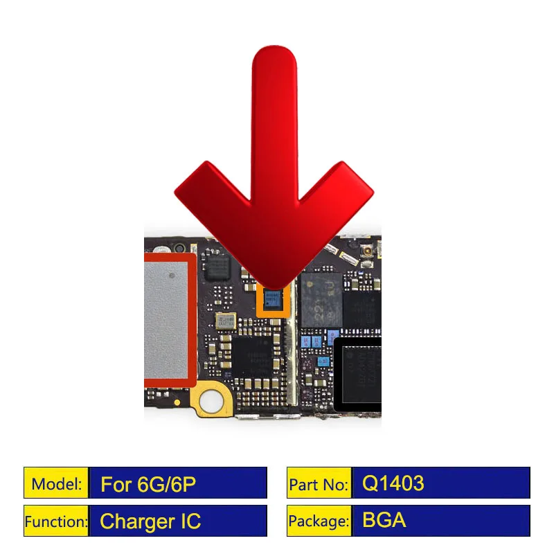 10 шт./лот 68815 для iPhone 6 6G plus P Q1403 Зарядное устройство USB IC 5S Q4 чип зарядки 9 контактов