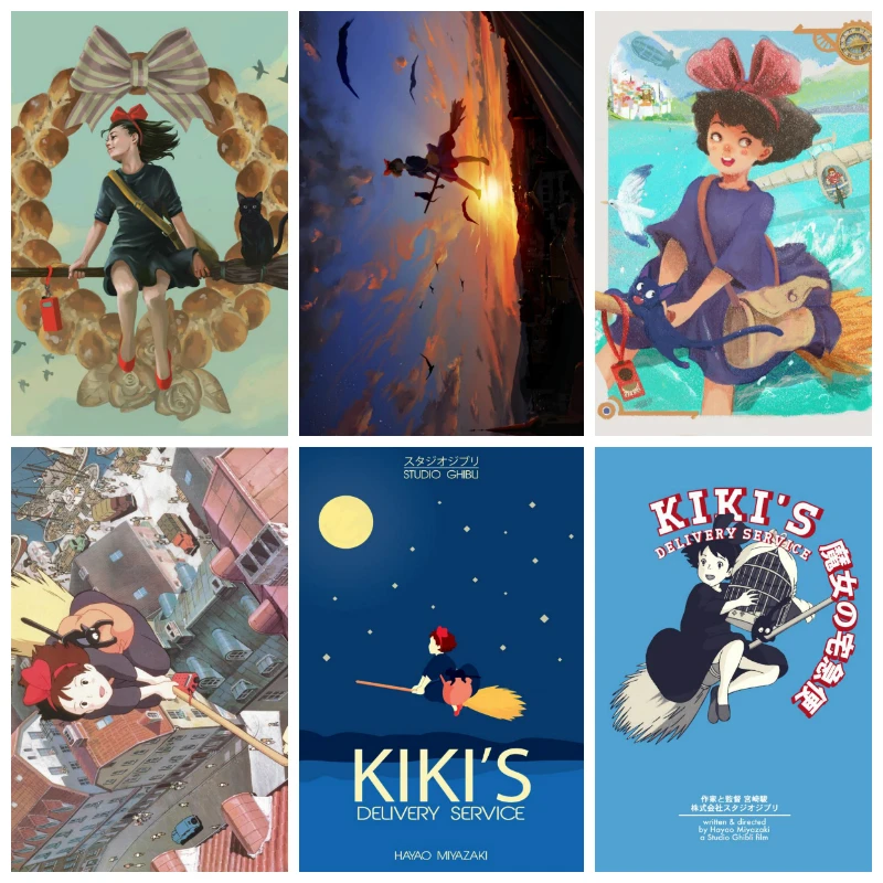 Ghibli Movie Kiki 39 S Delivery Service Anime Posters Retro Poster Custom Home Decoration Fashion Wall Poster Car Design Wallpaper Painting Calligraphy Aliexpress