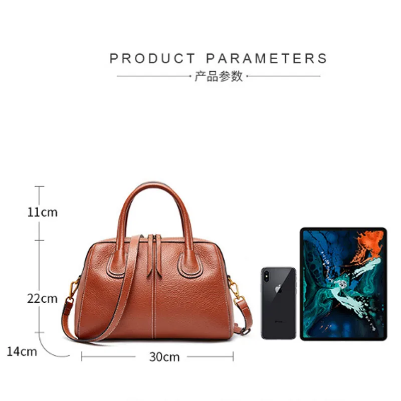 Lady real leather bag pillow bag handbag autumn winter female style head layer cowhide litchi grain one shoulder cross bag