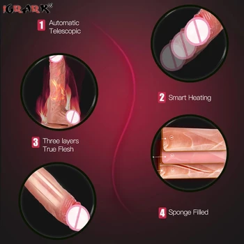 Wireless Automatic Telescopic Heating Realistic Dildos G-spot Big Cock Dick Penis Vibrator Sex Toys For Women Erotic Products 3