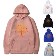 Moletom com capuz all match moletom outono masculino e feminino pulôver de manga comprida grande bolso hoodies golden apple tree impressão streetwear