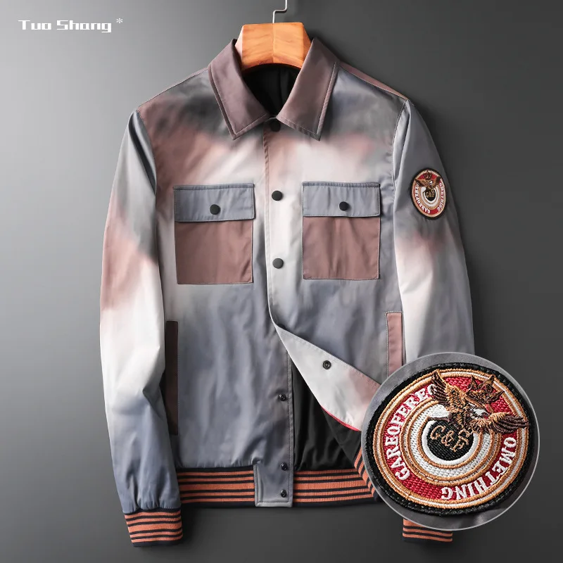 

2019 Autumn Fashion New Embroidery Men Jacket Vintage Patchwork Streetwear Mens Jackets and Coats Long Bomber Jacket Men Clothes