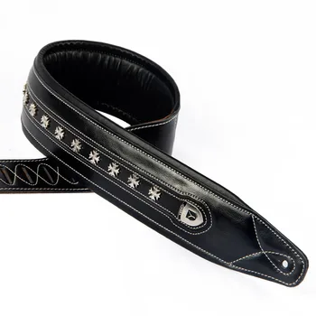 

NEW High Quality Genuine Leather Real Cowhide Guitar Strap for Electric Bass Guitar Adjustable Padded Belt Black Browm Color