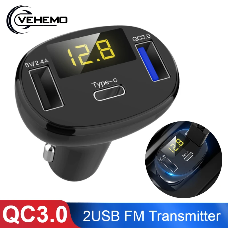 Двойной зарядное устройство USB fm-передатчик Aux модулятор Bluetooth громкой связи автомобильный комплект автомобильный аудио mp3-плеер с 3.1A Quick Charge 3,0