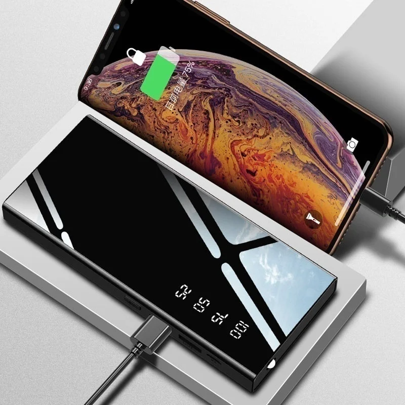 Power Bank 30000mAh Portable Mirror Charger Ultra High Capacity Power Bank 2.1A Output for smart phone