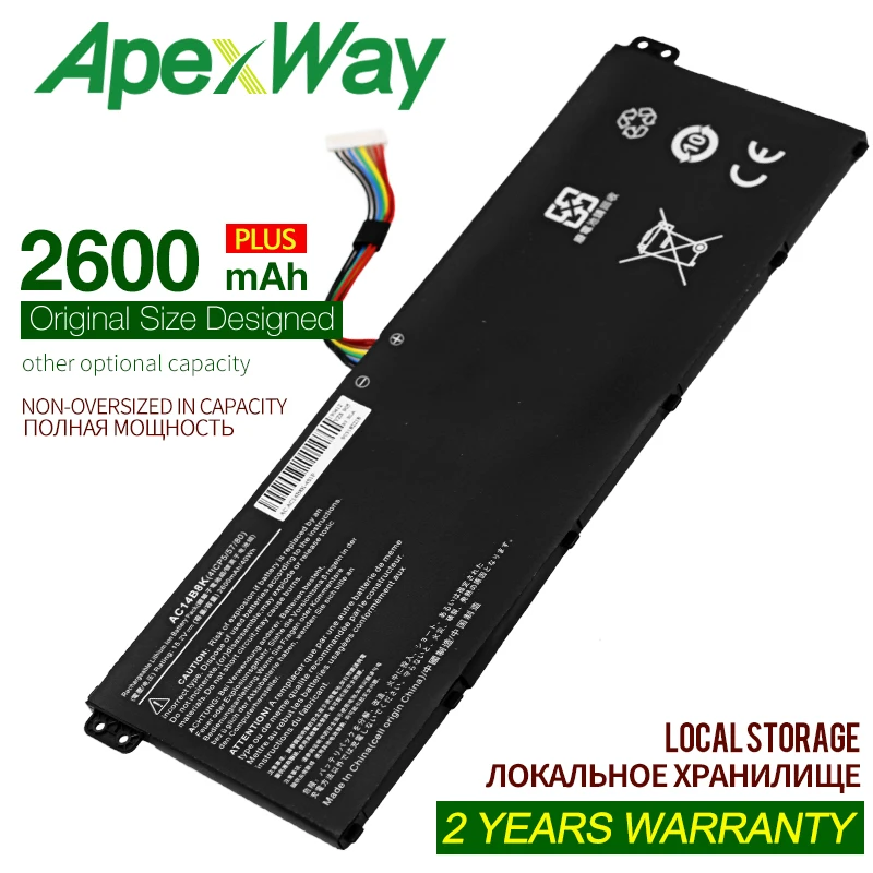 ApexWay AC14B8K Аккумулятор для ноутбука Acer Aspire E3 111 721 E5 771 R3 131T R7 371T V3 TravelMate B115