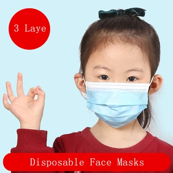

Child Disposable Face Masks 3 layers Ordinary Protective Masks Non Woven Breathable Dust-Proof Safety Masks 10/20/30/50/100PCS