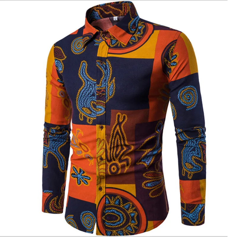 Мужская рубашка Blusas, одежда, повседневные рубашки на пуговицах, рабочая одежда, большие размеры, с принтом, с открытым стежком, повседневная, полный воротник, обычный