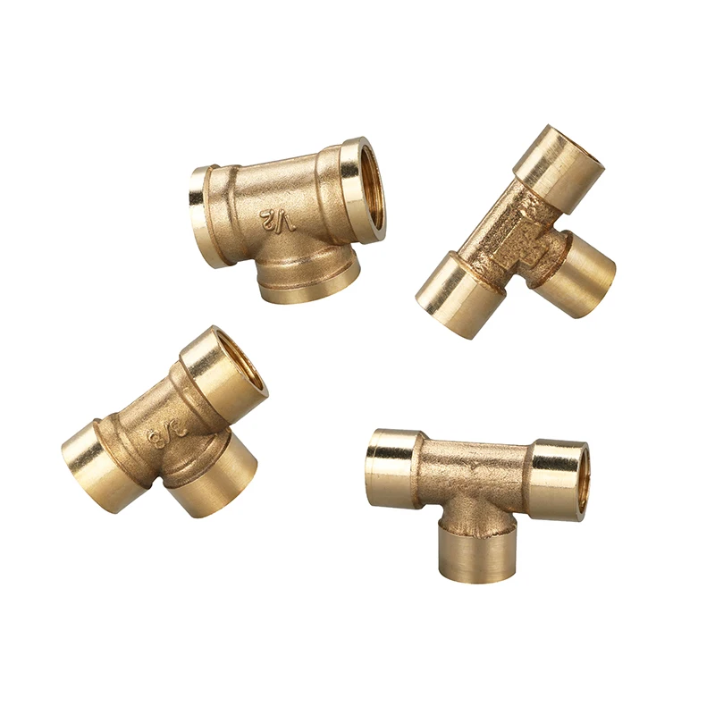 Juijnkt 1PC Brass Pipe Fitting Male-Female Thread Conversion Connect 1//8 1//4 3//8 1//2 BSP Tee Type Water Oil Gas Adapter 1//8 F-M-F