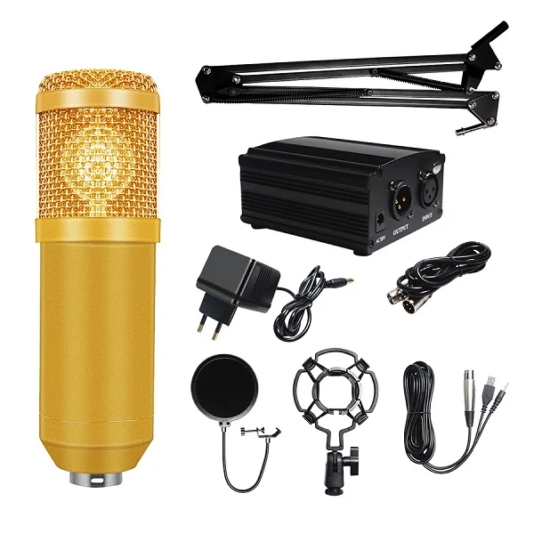 Bm800 Studio Microphone Condenser Microphone with Pop Filter&Phantom Power Vocal Record KTV Karaoke BM 800 Microfono Youtuber - Цвет: 1