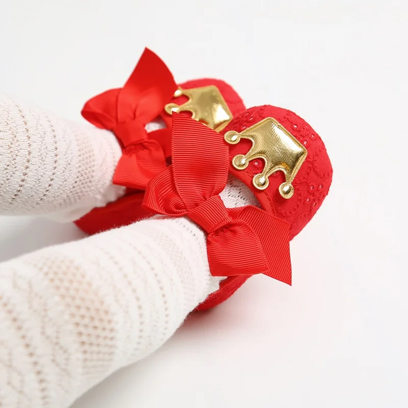 1Cute Baby Girl Shoes Set 0-18M Infants Crown Bow Princess Shoes Headwear Headband Photography Props Set