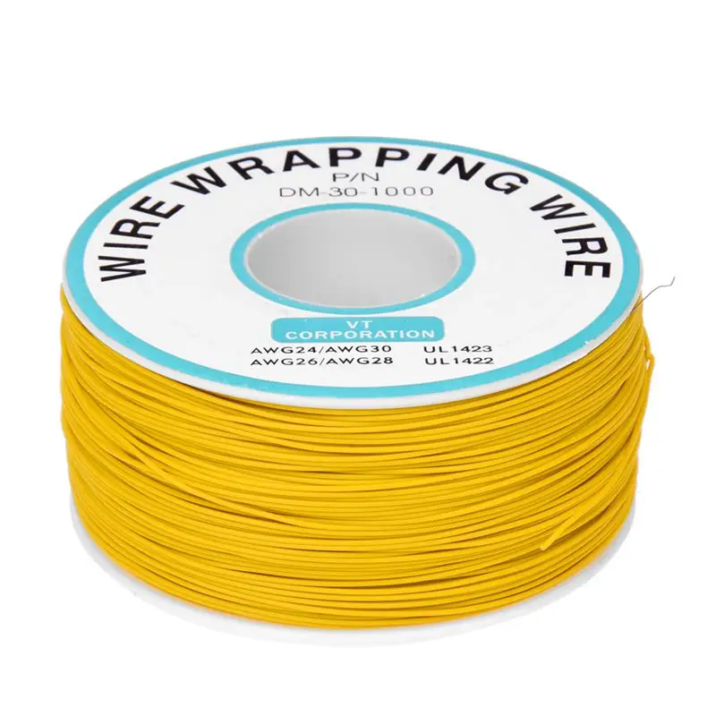 

PCB Solder Yellow Flexible 0.25mm Core Dia 30AWG Wire Wrapping Wrap 820Ft