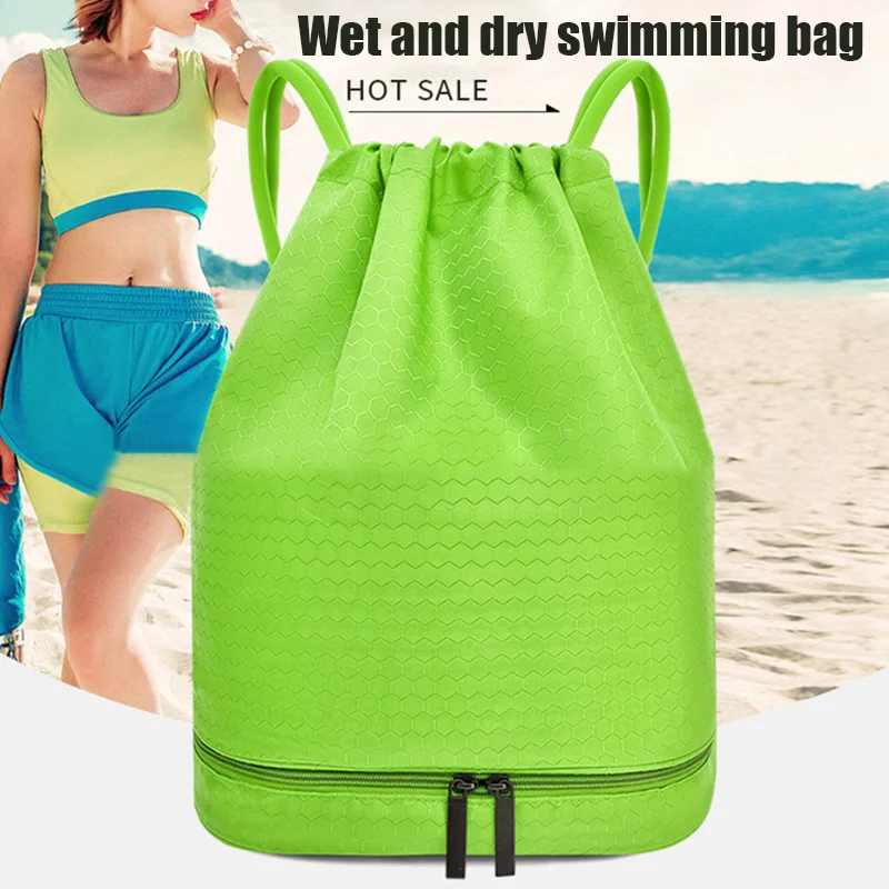 Molhado e seco drawstring mochila com caixa