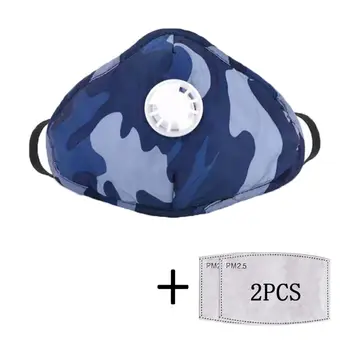 

Reusable Filter Masks with Respirator Valve Washable Dustmask Camouflage Mask 2XPC