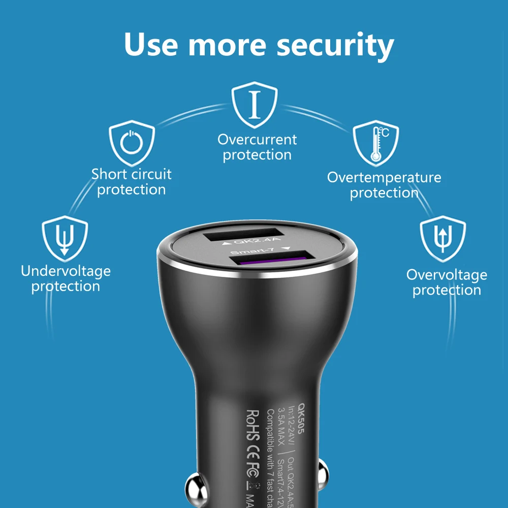 Автомобильное зарядное устройство Quick Charge 3 0 с двумя usb портами для Xiaomi huawei Supercharge