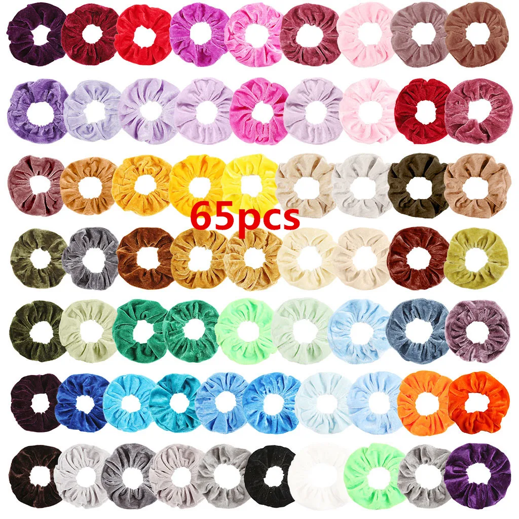 65pcs all colors 65/45/40/21 шт. девушка резинки для волос Группа Веревка Бархатные эластичные резинки для волос для Для женщин девочек Плетение кос для волос, аксессуары для волос, инструмент - Цвет: 65pcs all colors