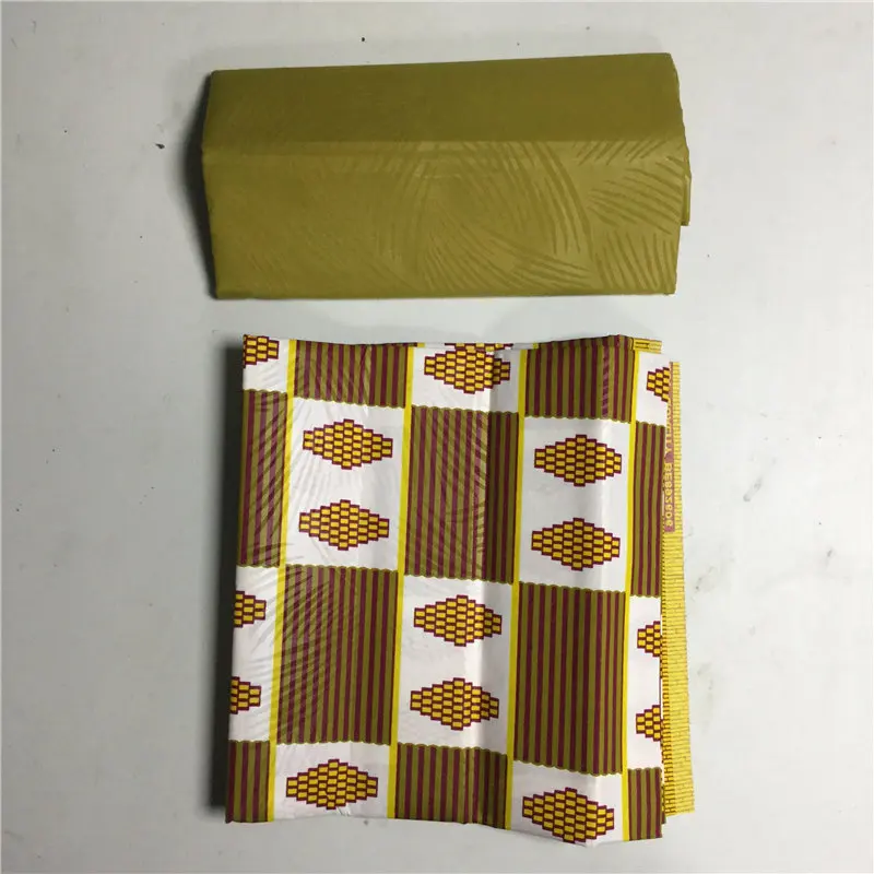 Yellow african kente prints wax fabric polyester sewing fabric wax style design african prints polyester 4 yards AW30 - Цвет: 1