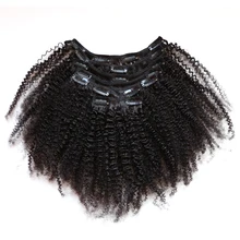 ZigZag – Extensions de cheveux humains à Clip pour femmes noires, Afro, crépus, bouclés, brésiliens, vierges, afro-américains, 4B 4C