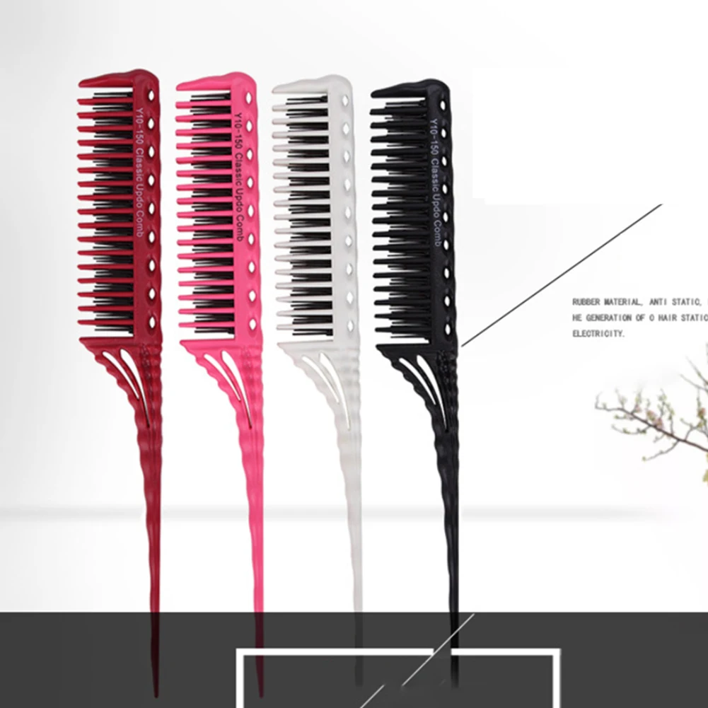 Hairdressing Rat Tail Travel Hair Comb Backcombing Teasing Anti Static Detangling Brush Heat Resistance Styling 3-Row Teeth Tool