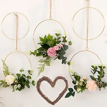 

10-40cm Metal Iron Ring Hoops DIY Flower Wreath Garland Wedding Bride Shower Artificial Floral Rack Rattern Flower Hoop Decor