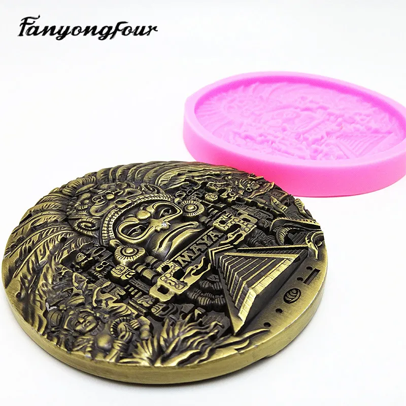 Maya Coin Silicone Mould Fondant Cakevorm Hars Gips Chocolade Kaars Snoep Schimmel Gratis Verzending|Cakevormen|   - AliExpress