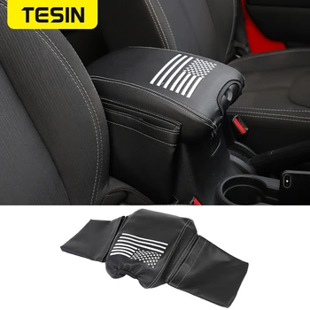 

TESIN Stowing Tidying for Jeep Wrangler JL 2018+ Leather Car Armrest Storage Box Pad Cover for Jeep Wrangler JL Accessories