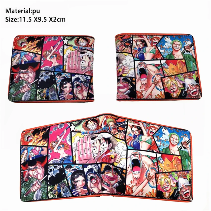 Аниме one piece Luffy Law Pu кожаный кошелек для мальчиков и девочек с карманом для монет на молнии короткий двойной фото держатель для карт кошелек подарок