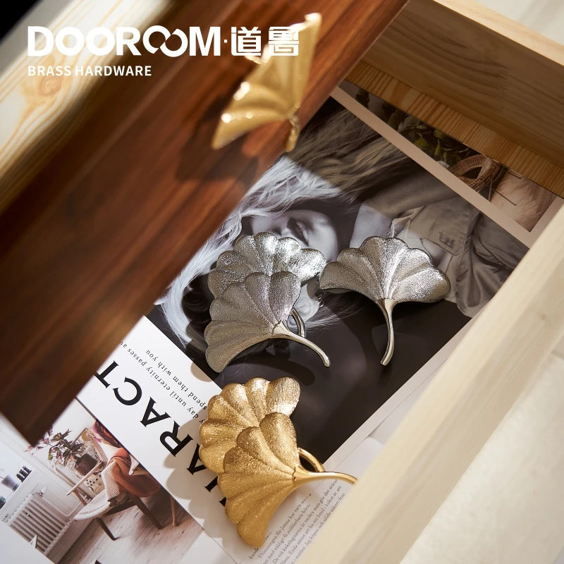 Латунные ручки Dooroom золотые и серебряные для мебели натуральсветильник свет