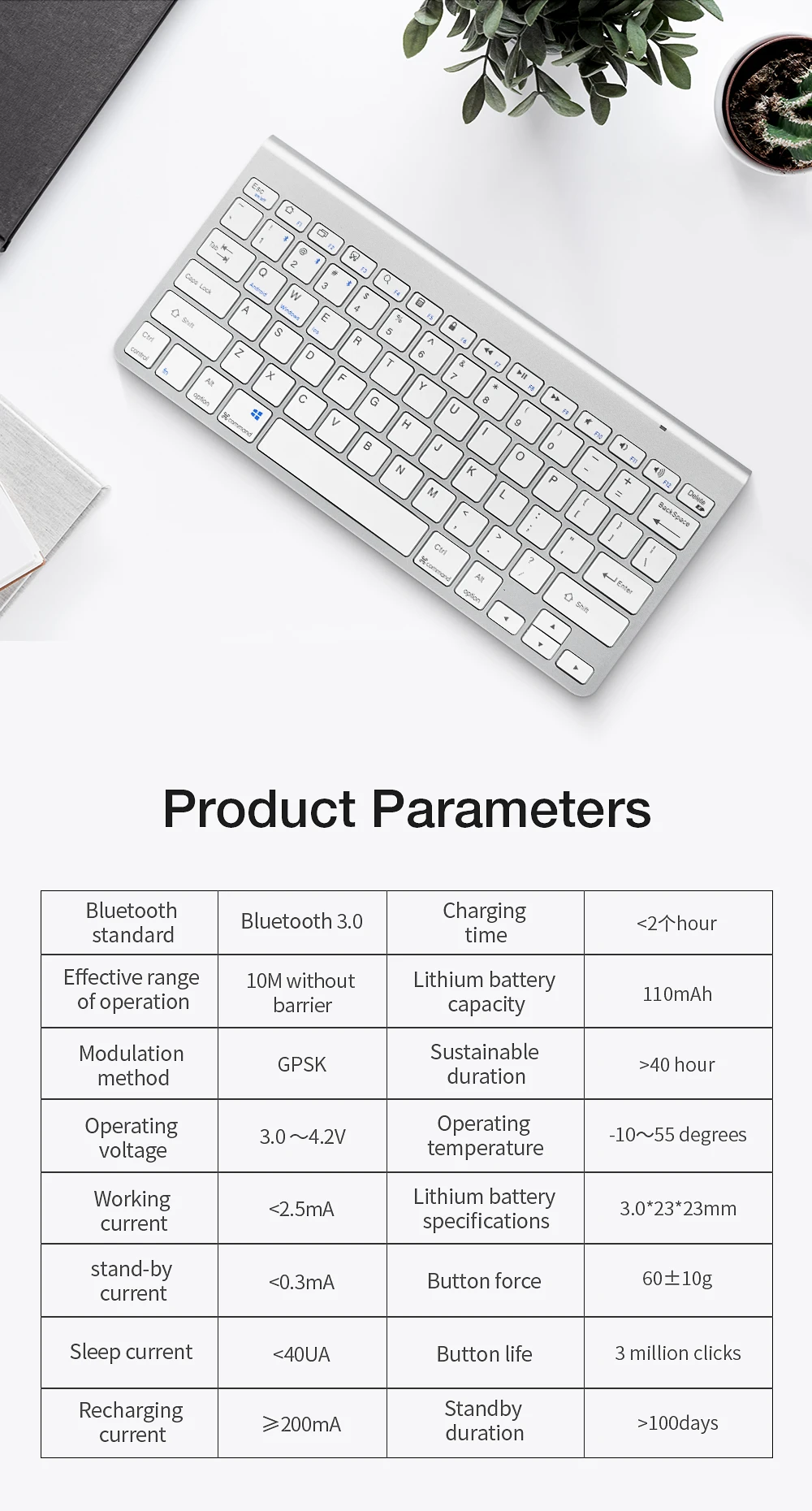 SANLEPUS, профессиональная ультра-тонкая беспроводная клавиатура, Bluetooth 3,0, клавиатура Teclado для Apple, для iPad, серия, система iOS