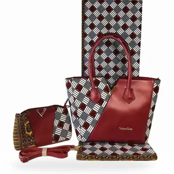 

african fabric handbag women ankara fabric shoulder bag african wax print fabric 6yards cotton fabric with 2pcs party bags TN-A7