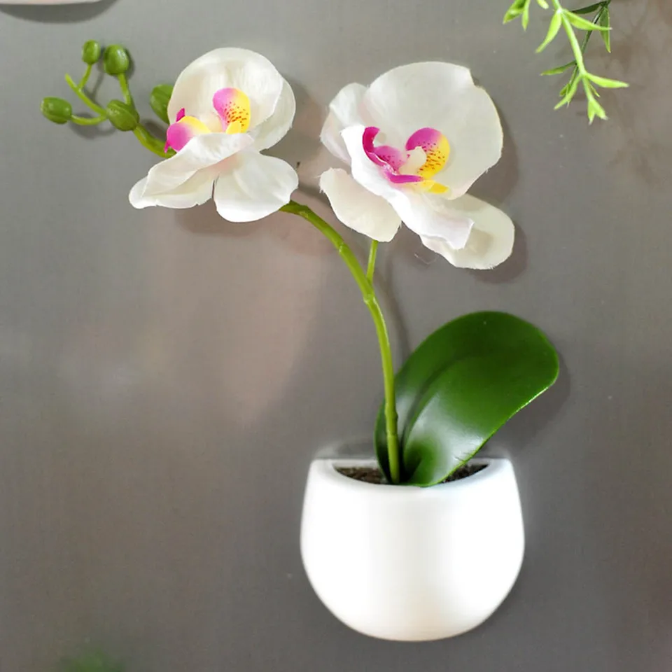 Gosknor 5pz Vasi Magnetici Frigo, Ceramica Piccoli Magneti 3D per Piante Divertenti Decorazione per Frigorifero Cucina Armadietto Ufficio