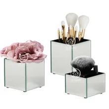Современный, Зеркальный органайзер для макияжа, зеркальная ваза, сухой инструмент для цветов, держатель для ручек, Ювелирная кисть, футляр для хранения, офисный стол, органайзер, куб