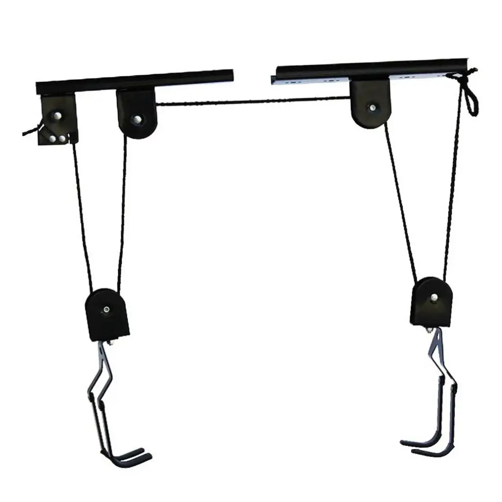 40KG Ceiling Mounted Bike Lift Rack Holder Garage Hook Hoist Pulley System