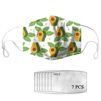 

Women's Reusable Dust Mask Causal Avocado Fruit Patterned Mouth Masks Kawaii Face Mask PM2.5 Face Covers Mouths for Children