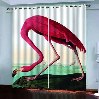 

3d curtains new bay window balcony thickened windshield blackout curtains red animal curtains soundproof windproof curtains