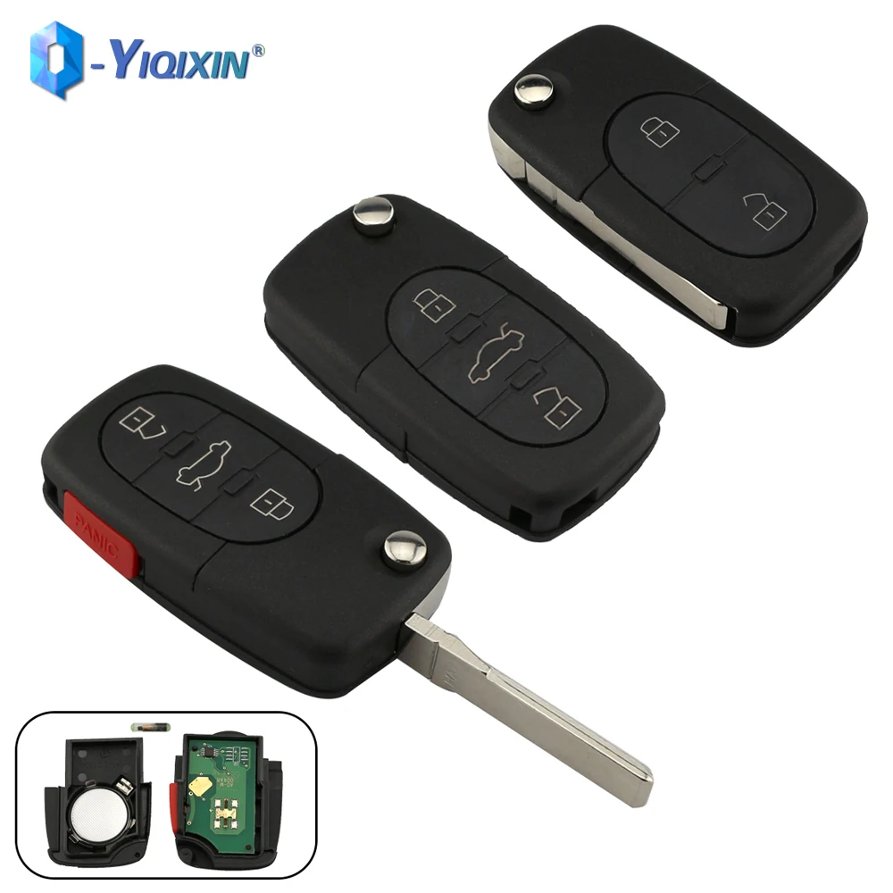 YIQIXIN Flip Remote Car Key 433Mhz ID48 Chip For Audi A3 A4 A6 A8 TT Allroad Quattro 4D0837231A 4D0837231K 4D0837231N Smart Fob yiqixin 4 button remote car key 315mhz for vw passat cc 2006 2007 2008 2009 2010 2011 2012 2013 id48 chip nbg009066t accessories