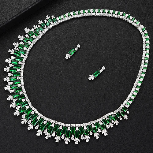 GODKI Одежда высшего качества Для женщин Bijoux(украшения своими руками) Свадебные украшения Роскошные блестящие украшения открыли филиал зеленый CZ Цепочки и ожерелья серьги для вечерние свадебные туфли - Окраска металла: Green