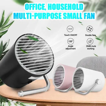 

Mini Portable USB Fan Double Fans Adjustable Ultra Quiet Desktop Cooler Travel Cooler Cooling Office Outdoor Rechargeable Ventil