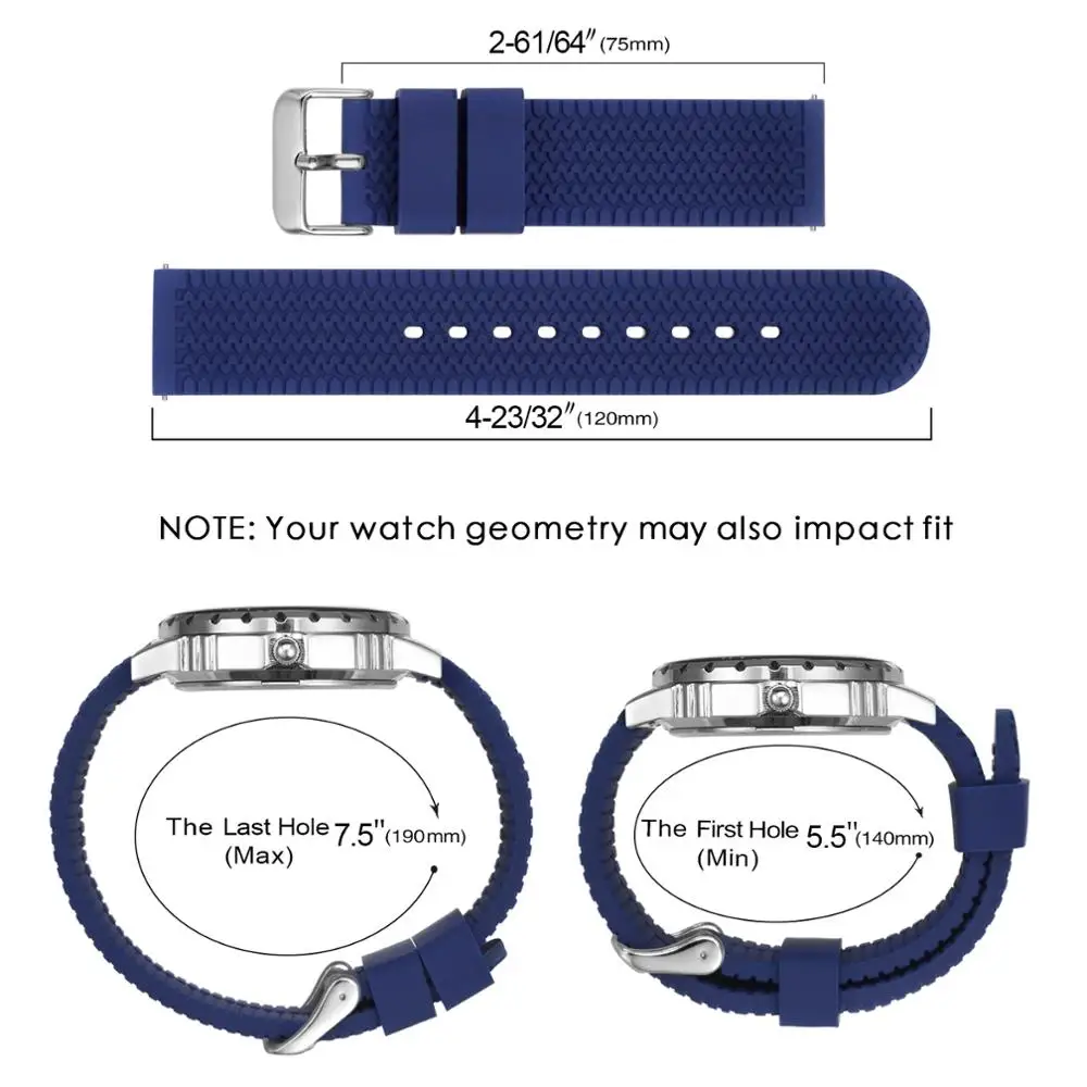 BISONSTRAP New Silicone Watch Band 18mm 20mm 22mm Watch Strap for Men Women Replacement Band Quick Release waterproof Watchbelt