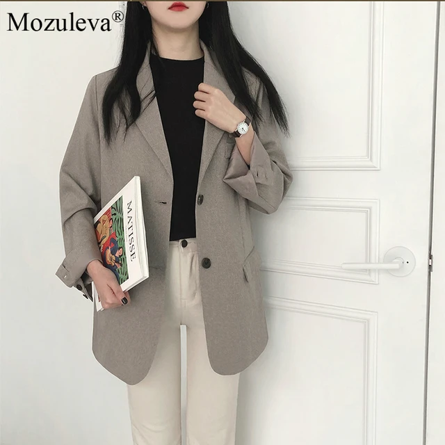 Mozuleva 2020 Retro Solid Blazer Set Single-breasted Jacket & Pencil Skirt 2 Pieces Skirt Suit Female Office Ladies Blazer Suit 6
