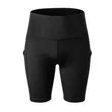 Женские шорты с высокой талией для йоги с косыми карманами для бега и тренировок, быстросохнущие обтягивающие тянущиеся для фитнеса