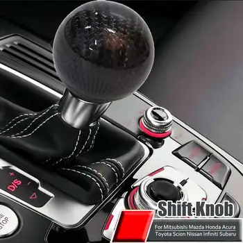 

5 Speed 6 Speed MT Fit Manual Transmission Gear Shift Knob Shifter Black Carbon Fiber Car Gear Lever Head for Most MT Cars