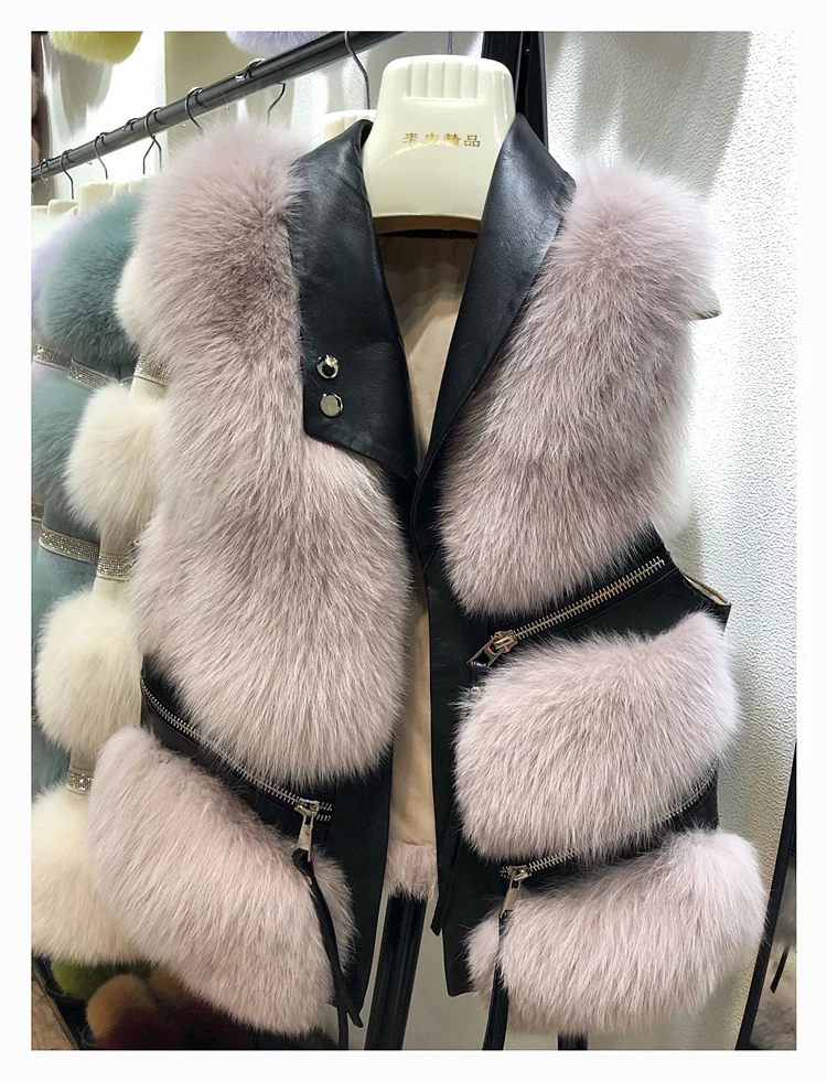 Whole Hide Fox Fur Vest Women's Short Style Thin